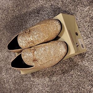 Gold Glitter Men's Oxford Slipper Dress Shoes